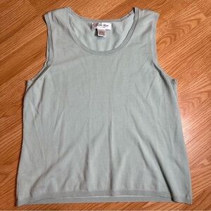 Judith hart large light blue silk blend tank ribbed hems basic layering business